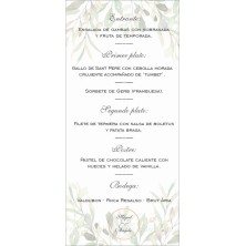 Menú de boda hojas de olivo