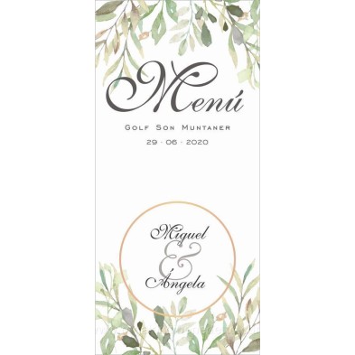 Menú de boda hojas de olivo