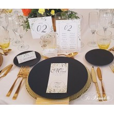 Marca sitio con nombre del invitado para mesa banquete de boda diseño hojas de olivo