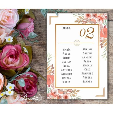 Seatting plan invitados de boda diseño Primavera