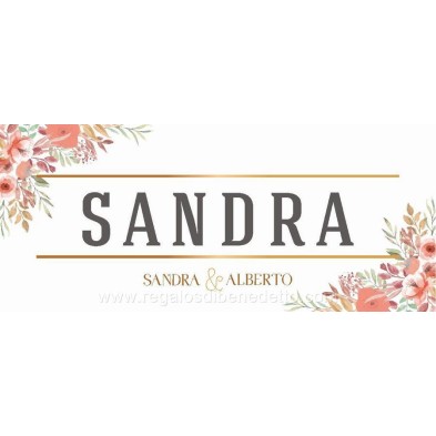 Marca sitio con nombre del invitado para mesa banquete de boda diseño Primavera