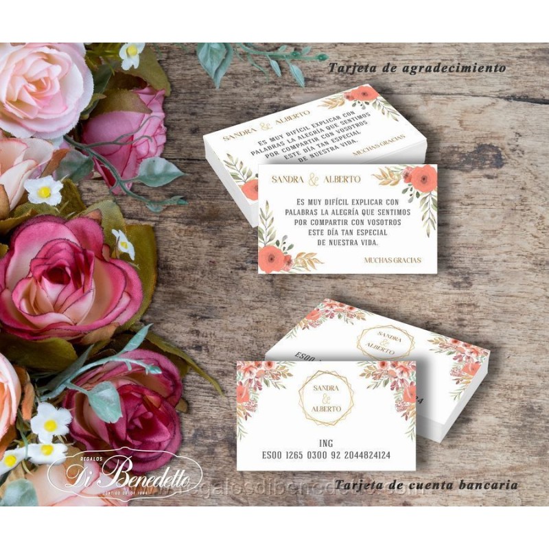 Tarjetas de agradecimiento o banco Primavera