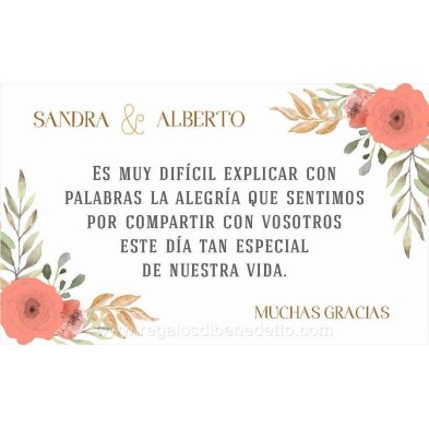 Tarjetas de agradecimiento o banco Primavera