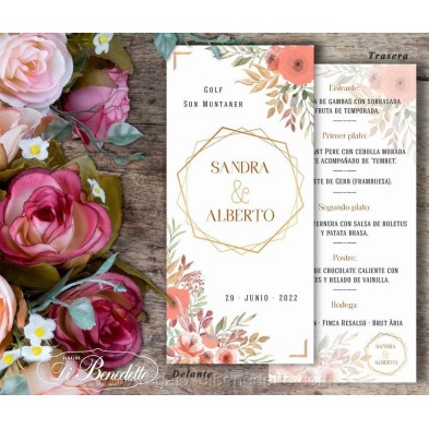 Menú minuta de boda diseño Primavera