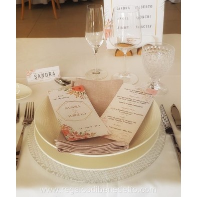 Menú minuta de boda diseño Primavera
