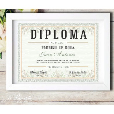 Diploma agradecimiento hojas de olivo