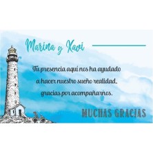 Tarjetas de agradecimiento o banco Faro