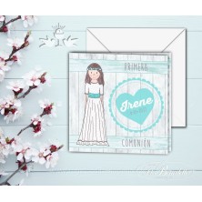 Invitación niña turquesa Primera Comunión 5520