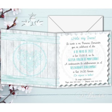Invitación niña turquesa Primera Comunión 5520