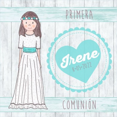 Invitación niña turquesa Primera Comunión 5520