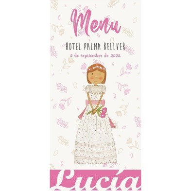 Menú minuta de niña vestido volantes Primera Comunión 7722