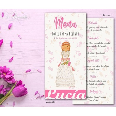 Menú minuta de niña vestido volantes Primera Comunión 7722