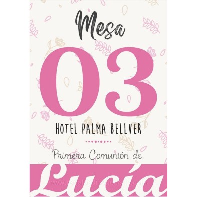 Número de mesa de niña vestido volantes Primera Comunión 7723