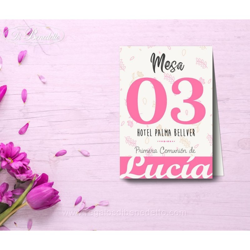Número de mesa de niña vestido volantes Primera Comunión 7723