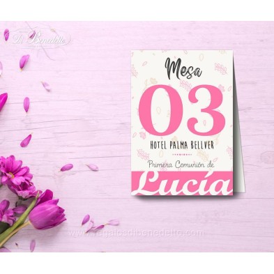 Número de mesa de niña vestido volantes Primera Comunión 7723
