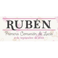 Marca sitio con nombre del invitado para banquete de comunión niño vestido volantes 7724