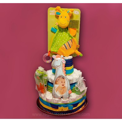 Tarta de pañales unisex jirafa