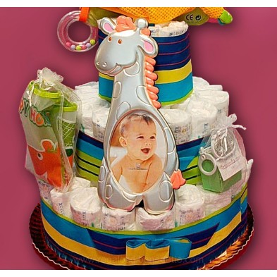 Tarta de pañales unisex jirafa