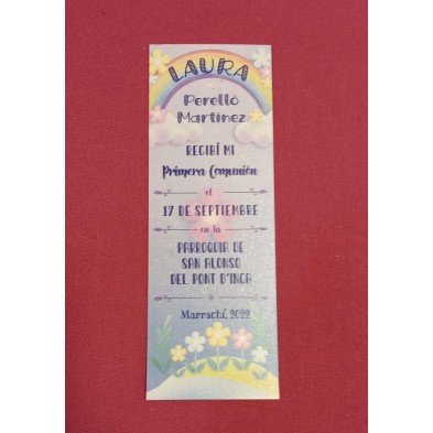 Punto de libro estampa arco iris Primera Comunión 