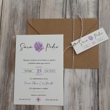 Invitación de boda algas lilas
