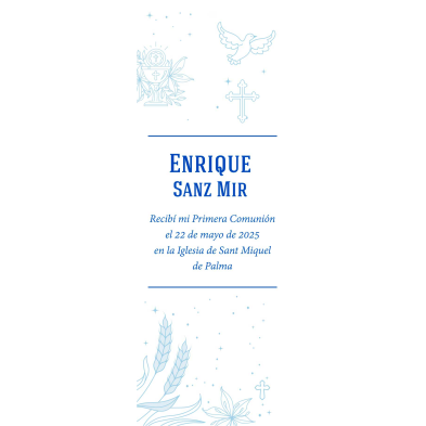 Estampa punto de libro comunión clásica azul