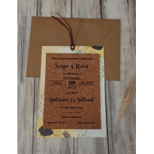 Invitación de boda corcho girasoles