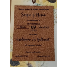 Invitación de boda corcho girasoles