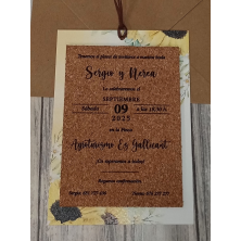 Invitación de boda corcho girasoles