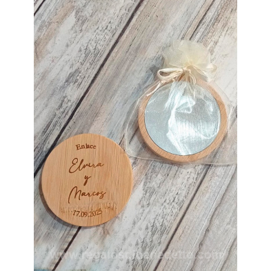 Espejo madera boda grabado
