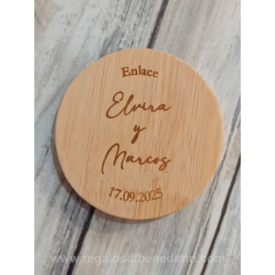 Espejo madera boda grabado