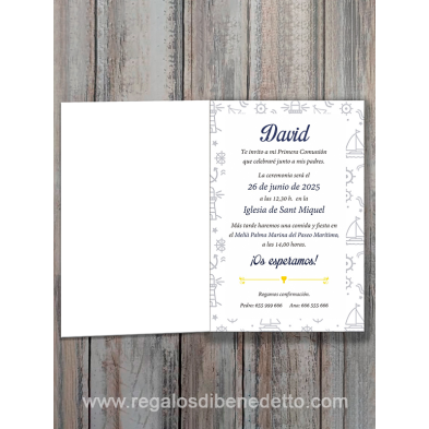 Invitación niño almirante  Primera Comunión 14023