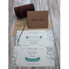 Invitación hojas verdes y kraft