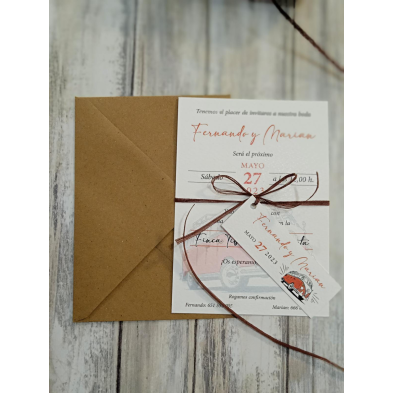 Invitación de boda furgoneta