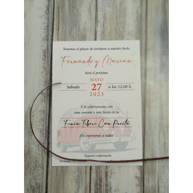 Invitación de boda furgoneta