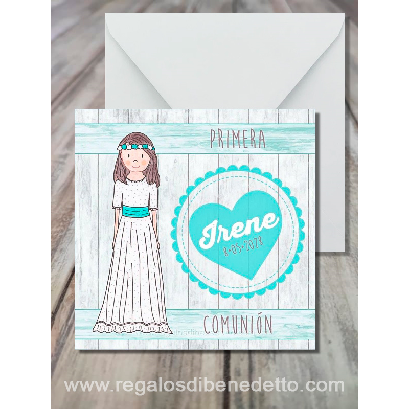 Invitación niña turquesa Primera Comunión 5520