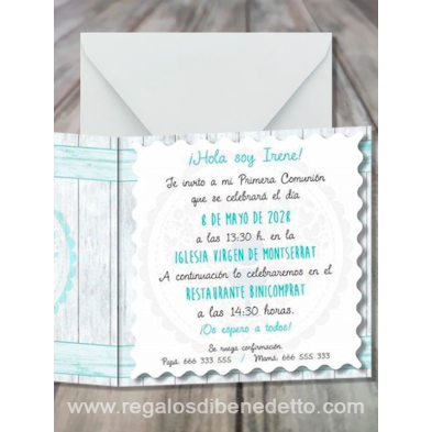 Invitación niña turquesa Primera Comunión 5520