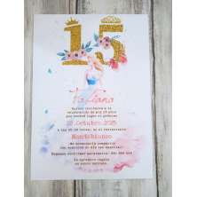 Invitación quinceañera 15 dorado