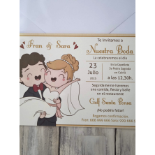 Invitación pareja novia en brazos