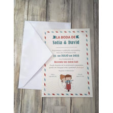 Invitación pareja novios en moto