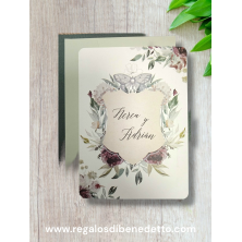 Invitación de boda flores y mariposa