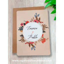 Invitación de boda círculo y flores