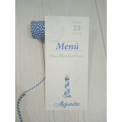 Menú minuta de boda Faro comunión