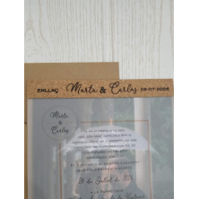 Invitación de boda corcho con foto