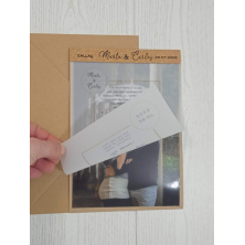 Invitación de boda corcho con foto