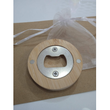 Abridor madera con imán grabado hojas