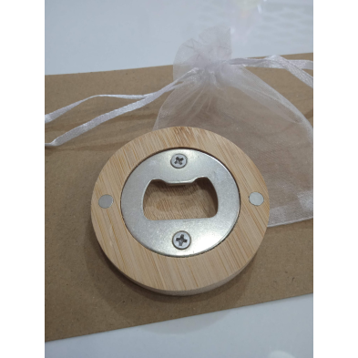 Abridor madera con imán grabado hojas