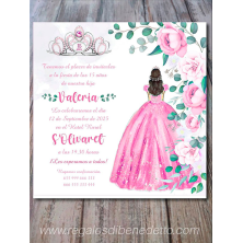 Invitación chica quinceañera rosa