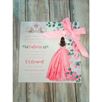 Invitación chica quinceañera rosa