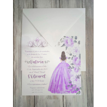 Invitación chica quinceañera lila