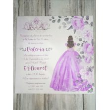Invitación chica quinceañera lila